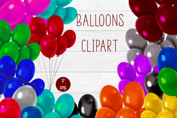 Balloons Clipart: Happy Birthday Balloon Set