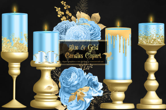 Blue and Gold Candles Clipart: A Practical Asset for Elegant Design Projects