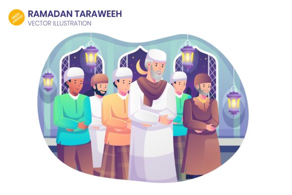 Elevating Digital Designs with High-Quality Ramadan Taraweeh Vector Illustrations