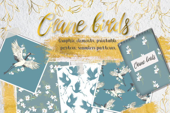Elevating Visual Storytelling with Crane and Flowers Design Assets