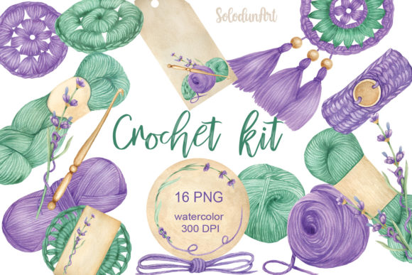 Integrating Watercolor Crochet Kit Clipart into Professional Design Workflows
