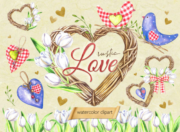 Rustic Love Valentine's Day Clipart for Creators