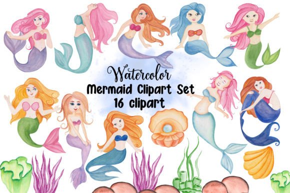 Watercolor Mermaid Clipart Set Guide